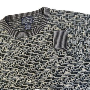 Vintage Mens Peconic Bay Traders 3D Knit Textured Cotton Sweater Size XL Cosby